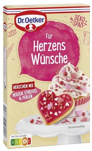 Dr. Oetker Für Herzens Wünsche Herzchen Mix 4er Pack, 4 x 60 g Zucker-Dekor-Mix zum liebevollen Verzieren von Gebäcken und Desserts für besondere Momente