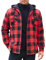 COOFANDY Herren Karierte Jacke Hemdjacke Holzfäller Jacke Gefüttert Hoodie Langarm Flanellhemd Winterjacke Baumwolle Arbeitsjacke Oberhemden mit Kapuze Hellrot L