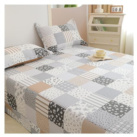 Bettlaken Weiches Betttuch aus 100% Baumwolle ohne Gummizug Haustuch mit Blumendruck viele Größen und Farben(Plaid,245x245cm)
