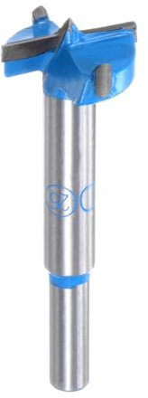 sourcing map Forstner Drill Bits 1-1/32 inch / 26mm Round Shank 9/32 inch, Carbide Forstner Bit Woodworking Hole Opener Cutter Tool for Wood Drilling/Cabinet Hinges, Blue