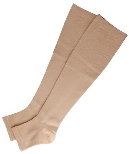 Calze a compressione al polpaccio - Punta aperta - Supporto graduato per vene varicose, edema, volo, gravidanza - Donna e Uomo - 20-30 mmHg