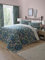 Dreams & Drapes Teal Floral & Bird Bedspread (230cm X 200cm) - Reversible (2 Designs) - Floral Quilt Bedspread with Botanical Prints & Spring Birds