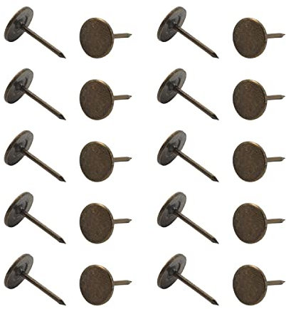 Stecknadeln Tacks, Möbelnägel mit flachem Kopf, 11 x 17 mm (D x H), Polsternägel, Nägel for Möbel, Sofa-Kopfteile, grüner Patina-Ton, 200 Stück(Green)