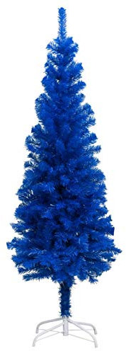 SHZZHS Albero di Natale Artificiale Albero di Natale Pop-up Pino con Supporto e Rami Spessi Albero di Natale Sottile per Decorazioni Natalizie per Interni ed Esterni Blu 180 cm PVC alla Moda