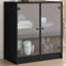Iiaky Beistellschrank mit Glastüren Sideboard Wohnzimmer Beistellschrank Wohnzimmerschrank Schwarz 68x37x75,5 cm