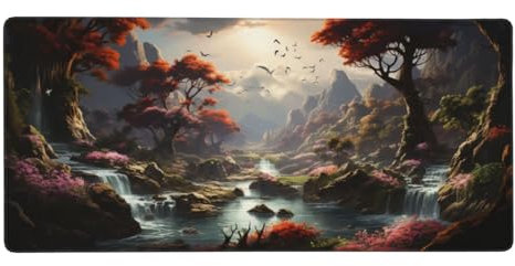 Paysage Tapis Souris XXL 1500x800x3 mm Grand Tapis de Souris Améliore la Précision et la Vitesse,Lac Tapis de Souris Gaming Accessoire à Bords Cousus, Mouse Pad pour Gamer Ordinateur, Cadeau Homme