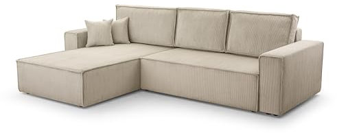 FurniShop24 Ecksofa mit Schlaffunktion und Bettkasten - Eckcouch L-förmige zum Wohnzimmer, Klappsofa - Schlafcouch Minimalistisches Design, Schlafsofa Mango L: Gelb, Ecksofa Links