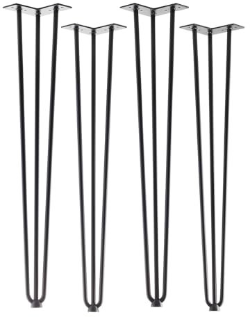 4 Stück Haarnadelbeine schwarz 710 mm 3 Streben Hairpin Legs Tischbeine für Esstische und Barhocker Stützfuß von SO-TECH®