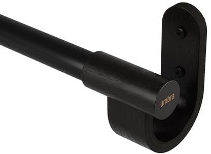 Umbra Bellwood Ausziehbare Vorhangstange mit D25mm, Verstellbare Länge 42-120, 107-305 cm, Set inkl. Endstücke und Befestigungsmaterial, Schwarz, Metall