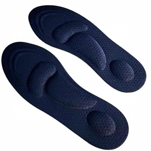 Plantillas fascitis plantar hombre con almohadillas en relieves para talón, zona plantar y metatarso para todo tipo de zapatos (Negro) Plantillas para hombres y mujeres talla (41-45) (41-45)