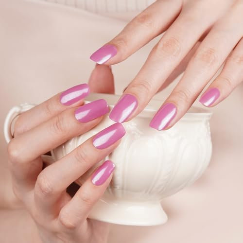 DANNI & TONI 28Pcs Semi Cured Gel Nail Wraps,Pearlescent Soft Self-Adhesive (Luminous Amethyst Shine),UV/LED Lamp Required Salon-Quality Gel Nail Polish Strips Manicure Stickers Set