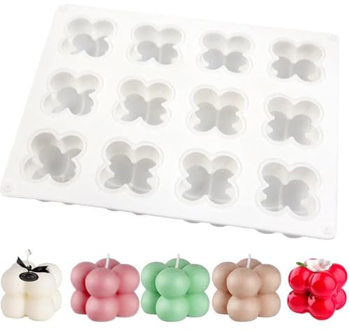 12 In 1 Silikonform Kerze, 3D Bubble Kerzenform, Antihaftend Bubble Kerze, Mini Bubble Kerzenform Silikon, Kerzenformen zum Gießen als Bastel Ornamente, Partybeleuchtung und Heimdekorationen