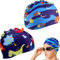 Pack de 4 Gorro Natación para Niños y Niñas de 1 a 8 Años, Gorro Piscina Unisex Infantil, Gorros de Natación de Tejido Elástico, Suave y Resistente, Protege Cabello y Orejas del Agua