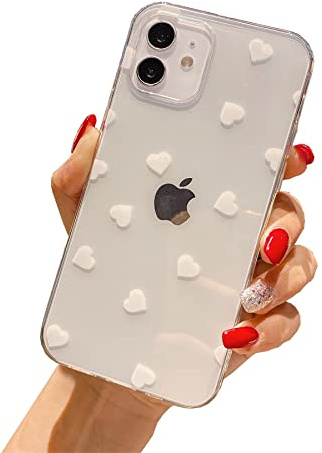 Einaily Hülle für iPhone 12 Pro Case Klar Transparent Handyhülle Mode Chic Muster Ultra Dünn Niedliche TPU Silikon Herz Bumper Stoßfest Kratzfest Schutzhülle für iPhone 12 Pro Slim Cover