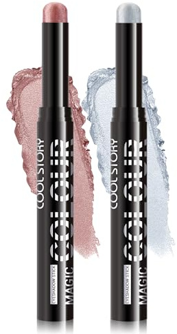 Jutqut 2PCS Glitzer Lidschatten Stift-Shimmer Eyeshadow Stick Crayon,#E3+15 | Shimmer, Cream Finish, Hervorhebung Pigmentierter, Glänzender, Langanhaltend, Knitterfrei