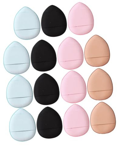 BESTYASH Houppette à Maquillage Mini Doigts 15 Pièces Petit Taille Respirante Poudre Cosmétique Fond De Teint Visage Usage Humide Et Sec Dragonne Maquillage Précis Et Portable