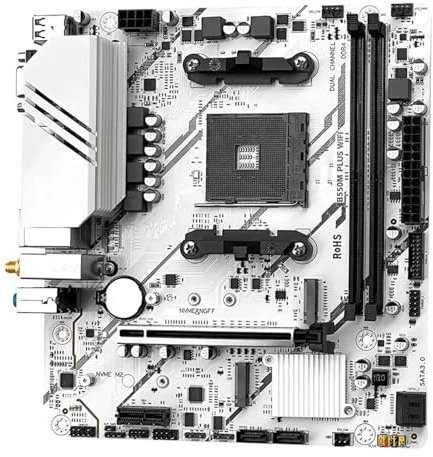 QWEOWW Scheda Madre del Computer Fit for JGINYUE B550M WiFi Plus DDR4 AM4 Micro-ATX for Giochi, Supporta Le Serie AM4 4000 e 5000, PCIE4.0 WiFi 6, Doppio M.2 ARGB