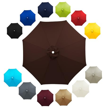 Generisch Sonnenschirm Ersatzbezug 2.0m 3.0m 3.5m für 6/8 Streben Terrassenschirm Bespannung Sonnenschirm Bezug Gartenschirm Ampelschirm Stoff Ersatz Stoffbezug für Hof(Khaki,3.5m/8ribs)