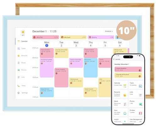 2026 Digital Calendar with 2 Replaceable Frames, 10 Inch Electronic Calendar Planner for Chore Chart and Home Organization, Interactive Touch Screen Desktop & Wall Mountable, a Gift for Families
