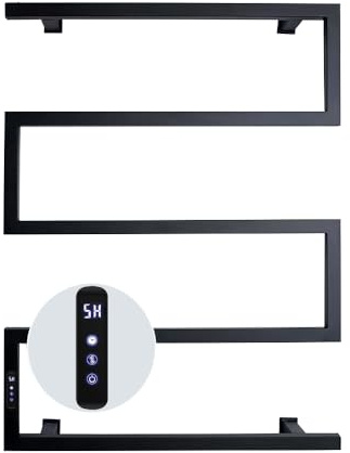 Sèche-Serviettes Électrique, Chauffe-Serviettes à Thermostat Intelligent WiFi, Porte-Serviettes électrique, Radiateur Salle de Bain Affichage LED, Commande Tactile, Minuterie temporisateur (Noir)