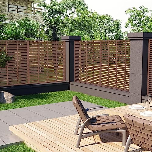 Clôture à persiennes WPC marron 180x180 cm, panneau clôture composite bois-plastique durable, brise-vue extérieur jardin terrasse, lames pour lumière et ventilation