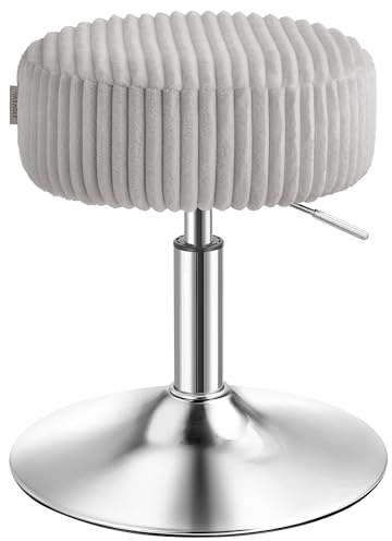 VASAGLE Schminkhocker, höhenverstellbar, 360° drehbar, Cord | Schminkstuhl, Sitzhocker, dicke Polsterung, für Schlafzimmer, Küche, Esszimmer, modern, Grau, ISLAND Kollektion LJB128G101
