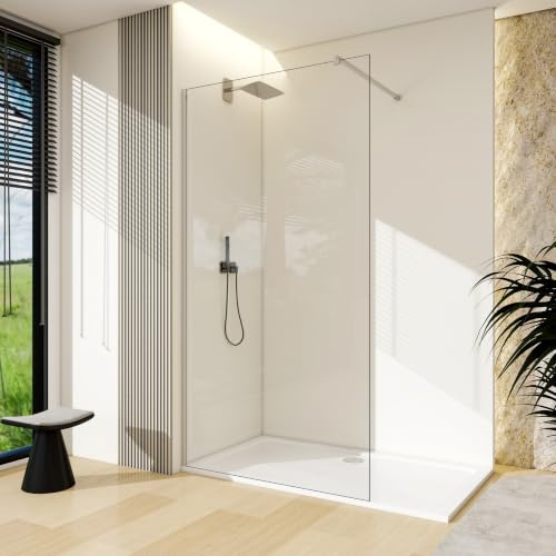 900mm Chrome Walk in Shower Enclosure with 1200x800mm Tray, 8mm Glass