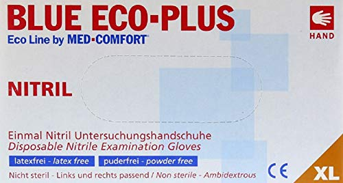 Blue Eco-Pus Nitril Einweghandschuhe, Gr. XL