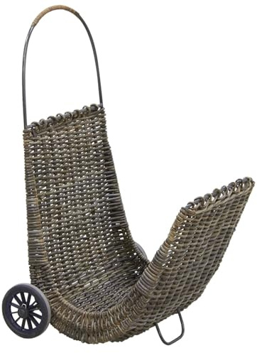 Chariot à bûches sur roulettes en rotin (Croco)