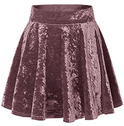 Urban GoCo Femmes Rétro Jupe Velours Plissée Patineuse Fille Elastique Court Mini Jupe (Medium, 2 Rose)