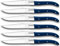 Lou Laguiole LOUIS Steakmesser-Set, 6-teilig, Griffe blau, Mikro-Wellenschliff mit langanhaltender Schärfe, super scharf & schnitthaltig, Steakbesteck, Profi Steak-Set