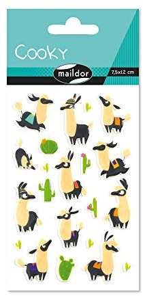 Maildor CY082C Packung mit Stickers Cooky 3D (1 Bogen, 7,5 x 12 cm, ideal zum Dekorieren, Sammeln oder Verschenken, Lama) 1 Pack