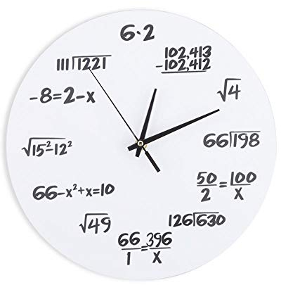 Fdit Wanduhr aus Acryl, Mathematisches Kreatives Design, Wanduhr, Dekoration für Aula Haus und Büro weiß