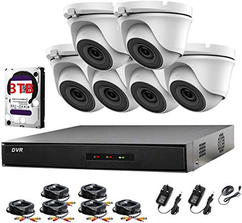 HIKVISION 8CH CCTV KIT DVR 1080P & 6X 2.0MP FULL HD 1080P WHITE DOME CCTV CAMERAS IR 20M NIGHT VISION REMOTE VIEW EASY P2P SECURITY CAMERA SYSTEM (3TB HDD PRE-INSTALLED)