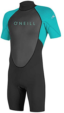 O'Neill Wetsuits Mädchen Reactor II 2mm Back Zip Spring Wetsuit Neoprenanzug, Black/Light Aqua, 16