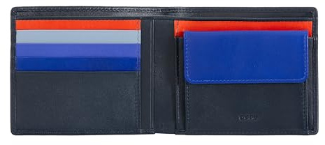 DUDU Bunte Herrenbrieftasche RFID aus Nappaleder mit Münzfach und Kartensteckfächer Navy