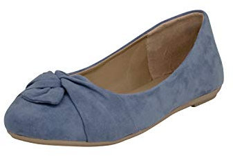 Fitters Footwear That Fits Women's Ballerina Maike Microfibre Ballet Flats with Bow Plus Size (EU), blue