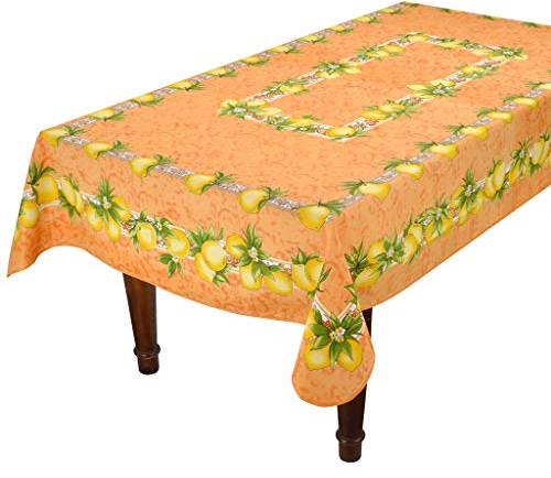 Tischdecke, französische Provenzalische Tischdecke, rechteckig, schmutzabweisend, 150 x 239 cm, Zitrusorange