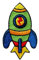 Mono-Quick Bügelbild Aufnäher Patch Applikation zum Aufbügeln Rakete 4,5 x 2,8 cm