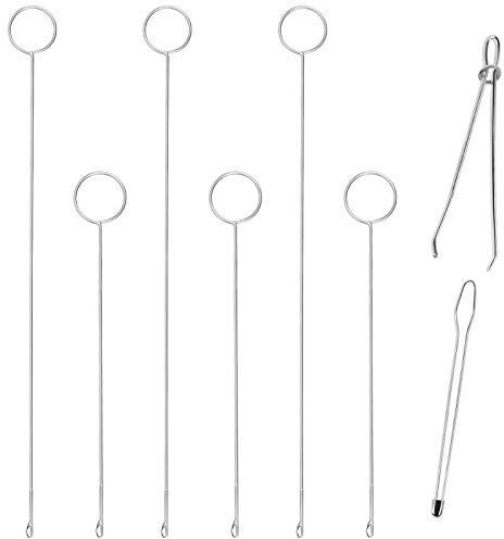 BENBO Nähschlaufen-Kits, 2 Stück Metall-Pinzetten und 6 Stück Nähschlaufen-Wenderhaken aus Edelstahl mit Riegel für Stoffrohr-Bänder, Gürtel, Streifen, DIY-Gesichtsabdeckung, Strickzubehör