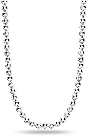 LeCalla 925 Sterling Silver Italian 3mm Diamond-Cut Bead Ball Strand Chain Necklace for Women 24 Inches, Made in Italy