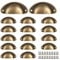 Yibaijia 16 Pcs Shell Cup Handles, Vintage Drawer Pull Handles, Semi Circle Retro Kitchen Cupboard Door Handle and Knobs, Furniture Cabinet Dresser Door Knobs with Screws-Bronze