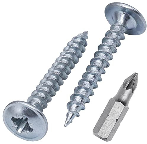 (Lot de 1 300) Vis à bois en acier zingué 3,5 x 30 mm Vis à métal Tête bombée modifiée Auto-taraudeuse (1300, 3,5 x 30 mm)