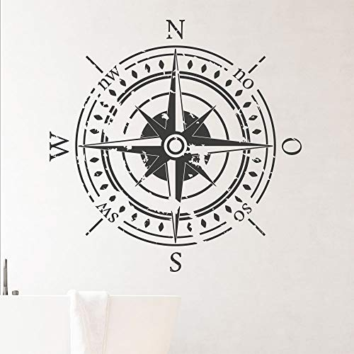 KLEBEHELD® Wandtattoo Kompass Vintage | Wandtattoo Windrose | Himmelsrichtung |Farbe betongrau, Größe 112x112cm