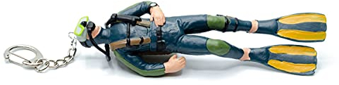 Miniblings Taucher Tauchen Schlüsselanhänger Skuba Scuba Diving schwarz grüne Flasche 13cm - Handmade Modeschmuck I Anhänger Schlüsselring Schlüsselband Keyring - Taucher Tauchen