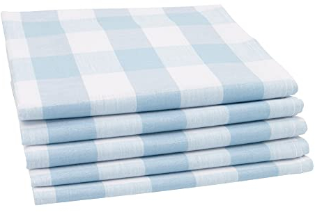 ZOLLNER 5er Set Geschirrtücher Mischgewebe in 50x70 cm - saugstarke und strapazierfähige Küchentücher in hellblau weiß kariert - waschbar bis 60°C - Gastronomiequalität - Oeko Tex® Zertifiziert