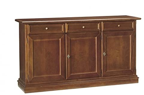 Mar.c.a. Design - Sideboard für Wohnzimmer, Pappelholz, Farbe Nussbaum Dunkel, Sideboard Kunst, Wohnzimmerschrank mit 3 Türen - Made in Italy