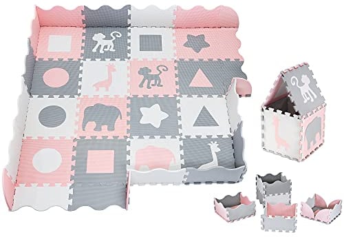 Moby-System Baby Spielmatte, Puzzlematte 150 x 150 cm - Schadstofffreie Krabbeldecke für Baby, Geruchlos & Wasserdicht - Krabbelmatte für Jungen & Mädchen