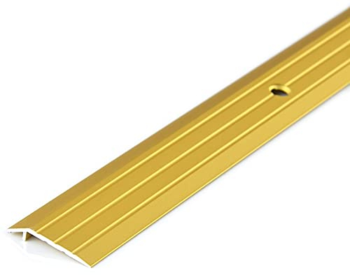 DQ-PP Ausgleichsprofil | 200cm Bodenschiene 5mm Gebohrt inkl. Schrauben | Gold | 2m Höhenausgleichsprofil | Anpassungsprofil | Aluschiene | Abschlussleiste | Klebeschiene | Übergang | Leiste