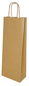 Florio Carta - Shopper per Bottiglie di Vino Colore Avana | 25 Pezzi | Carta da 100 gr.| Dimensioni: 14x09x40 cm | Manico in Carta Ritorta Colorata